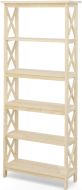 Solid Parawood Wood Bookcase with X Side Pattern 72"h Unfinished