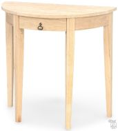 Solid Parawood Wood Half Round Table Unfinished