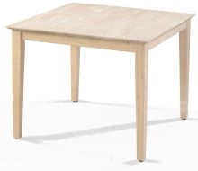 Solid Parawood Wood 36" Square Shaker Kitchen Table Unfinished