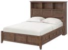 Alder Wood McKenzie Queen Bookcase Headboard 6 Drawer Storage Bed in Java Finish