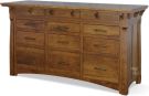 Amish Crafted Solid Character Cherry Wood MaRyan 9 Drawer Dresser in Amber Glow Finish