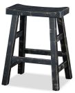 Solid Mahogany Wood Sandy Beach 24" High Saddle Stool in Black Sand Finish