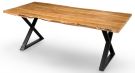 Solid Acacia Manzanita 82" Live Edge Dining Table in Natural Finish with Iron Base