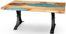 Amish Crafted Solid Rustic Maple Vermillion Table with Maui Pearl and Atlas Iron Base