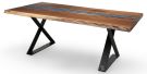 Amish Crafted Solid Rustic Walnut Vermillion Table with Earth Blue and Corbett Iron Base
