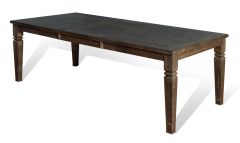 Mahogany Wood Homestead Planked Extension Dining Table in Tobacco Leaf Finish