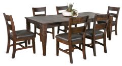 Mahogany Wood Homestead Planked Extension Dining Table & Six Side Chairs Set