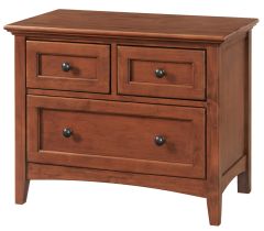 Alder Wood McKenzie 3 Drawer Extra Wide Nightstand in Glazed Antique Cherry Finish