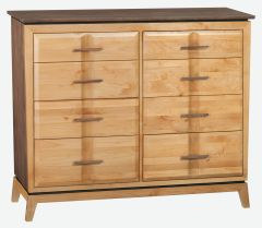 Alder & Walnut Wood Addison 50" Wide 8 Drawer Dresser in Duet Finish