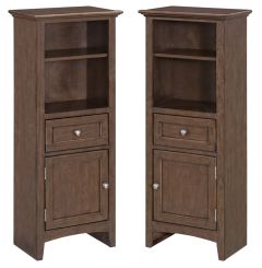 Alder Wood McKenzie Set of Nightstand Bookcase Piers in Java Finish