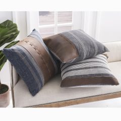 20" Square Pillow with Leather Accents Each