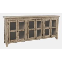 Rustic Shores 70" Wide Cabinet Bookcase in Weathered Grey Finish