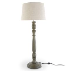 36.75" Dark Green Mango Wood Lamp w/Cream Shade