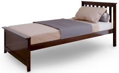 Solid Pine Wood Twin Slat Bed in Espresso Finish