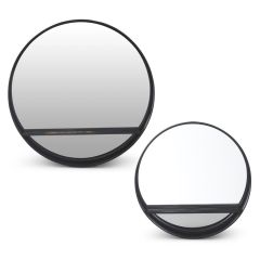 Small 24" Black Metal Mirror with Shelf