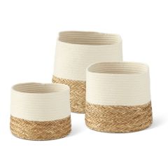 Large Tall Square Rope & Grass Woven Basket