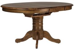 Solid Parawood Carolina Crossing Round Extension Table in Antique Honey