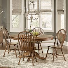 Solid Parawood Carolina Crossing Round Extension Table & Chair Set in Antique Honey Finish