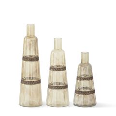 Medium 10" Transparent Green Wire Wrapped Bottle Each