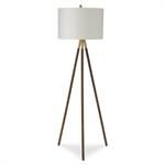 59.5" Wood & Gold Tripod Leg Floor Lamp