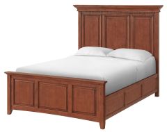 Alder Wood McKenzie Queen Grand Bed in Glazed Antique Cherry Finish