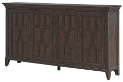 Paradise Valley Four Door Hall Buffet Table in Saddle Brown Finish