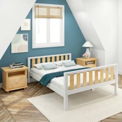 Solid Wood Framed Modern Queen Low Basic Bed