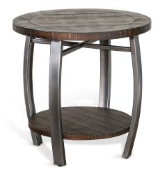 Mahogany Wood Homestead End Table in Rough Sawn Tobacco Finish
