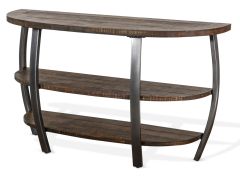 Mahogany Wood Homestead Sofa Table in Rough Sawn Tobacco Finish