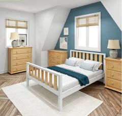 Solid Wood Framed Modern Queen Traditional Bed with Low Bed End