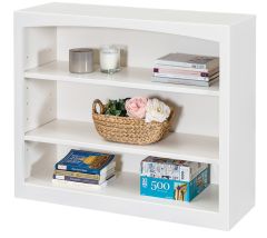 Solid Pine Wood Modern Style Bookcase 36" wide x 30" high in Linen White