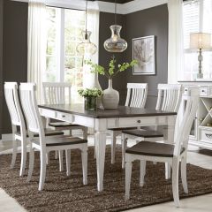 Allyson Park Table with Four Drawers & Chair Set in White & Charcoal Finish