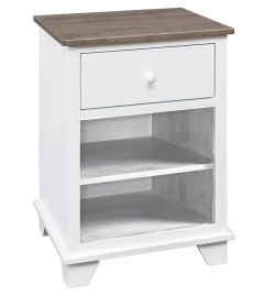 Solid Alder Wood Portland 1 Drawer Nightstand in Driftwood & Snow White Finish