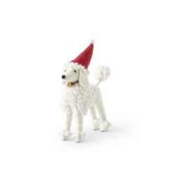 White Wool Dog With Santa Hat