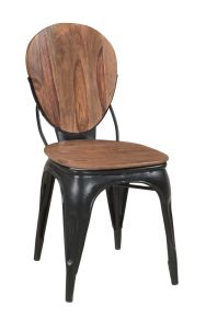 Solid Sheesham Wood & Iron Side Chair
