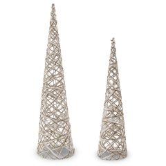 Cream & Tan Yarn Cone Tree Each