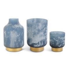 Small Frosted Blue Glass Container
