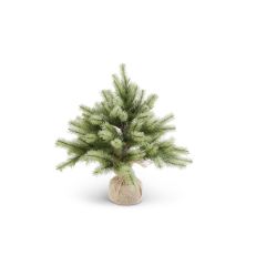 19" Glittered Pine Tree in Burlap Sack