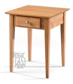 Solid Alder Wood Side Table with Drawer in Natural Finish
