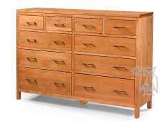 Solid Alder Wood 2 West Collection 10 Drawer Dresser in Honey Finish