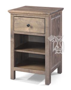 Solid Alder Wood Heritage 1 Drawer Nightstand in Driftwood Finish