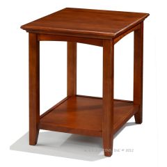 Alder Wood McKenzie End Table with shelf in Glazed Antique Cherry Finish