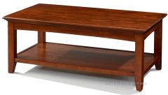 Alder Wood McKenzie Coffee Table with shelf in Glazed Antique Cherry Finish