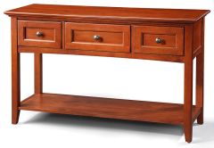 Alder Wood McKenzie Media Console Table in Glazed Antique Cherry Finish