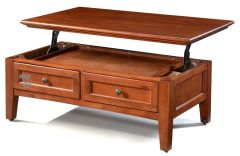 Alder Wood McKenzie Lift Top Coffee Table on Castors in Glazed Antique Cherry Finish