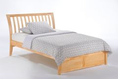 Solid Parawood Nutmeg Full Size Curved Slat Bed