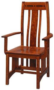 Amish Crafted Solid Premium Cherry Wood Aspen Arm Chair with Ebony Inlays in Michaels Finish