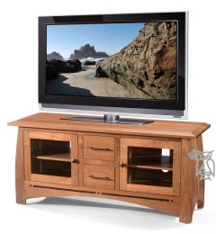 Amish Crafted Solid Walnut Wood Aspen 60" TV Media Console in Gold Dust Finish