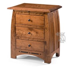 Amish Crafted Solid Premium Cherry Wood Aspen 3 Drawer Nightstand in Michaels Finish