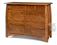 Amish Crafted Solid Premium Cherry Wood Aspen 12 Drawer Dresser in Michaels Finish